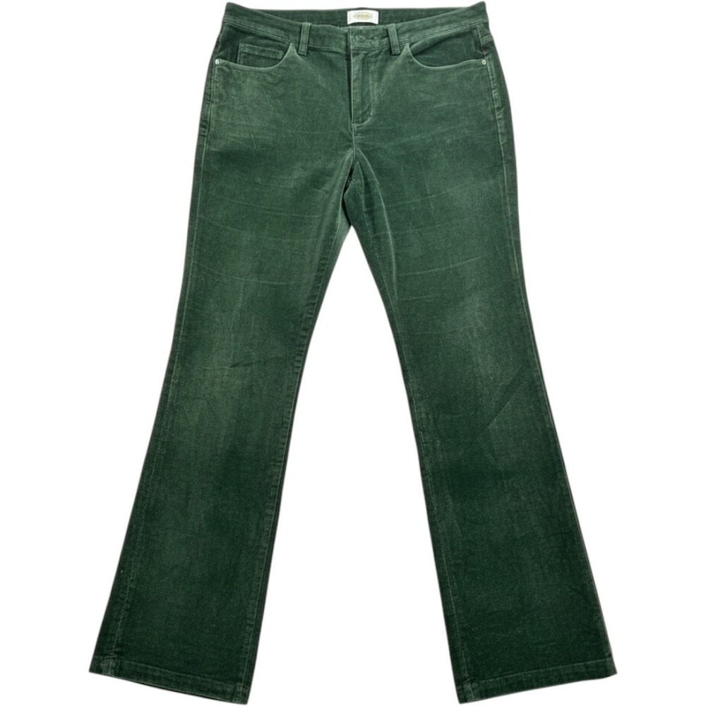 Talbots Velvet Pants Women 10 Forest Green Stretch Straight Leg Holiday Classic